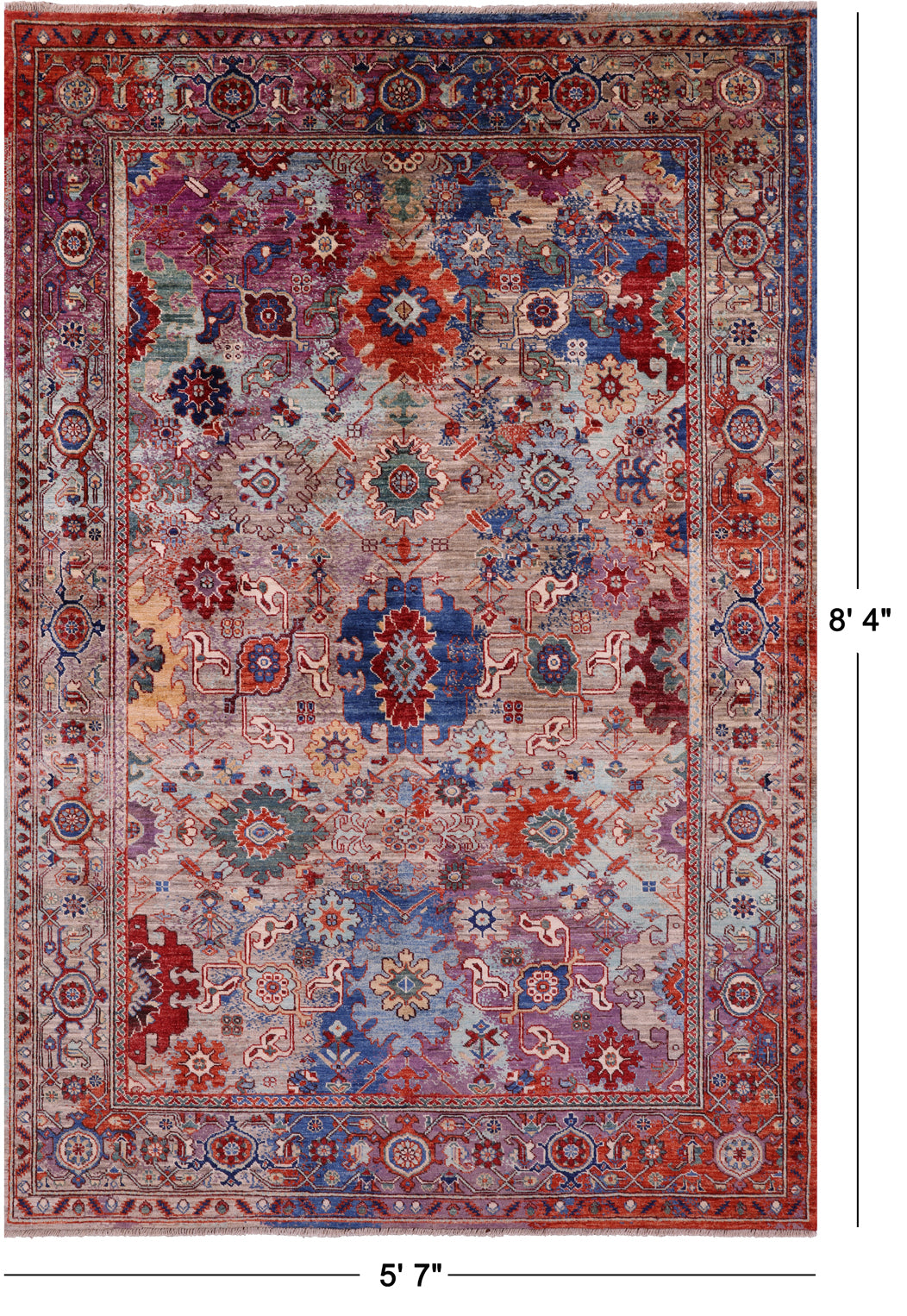 Persian Fine Serapi Handmade Wool Rug - 5' 7" X 8' 4" - Golden Nile