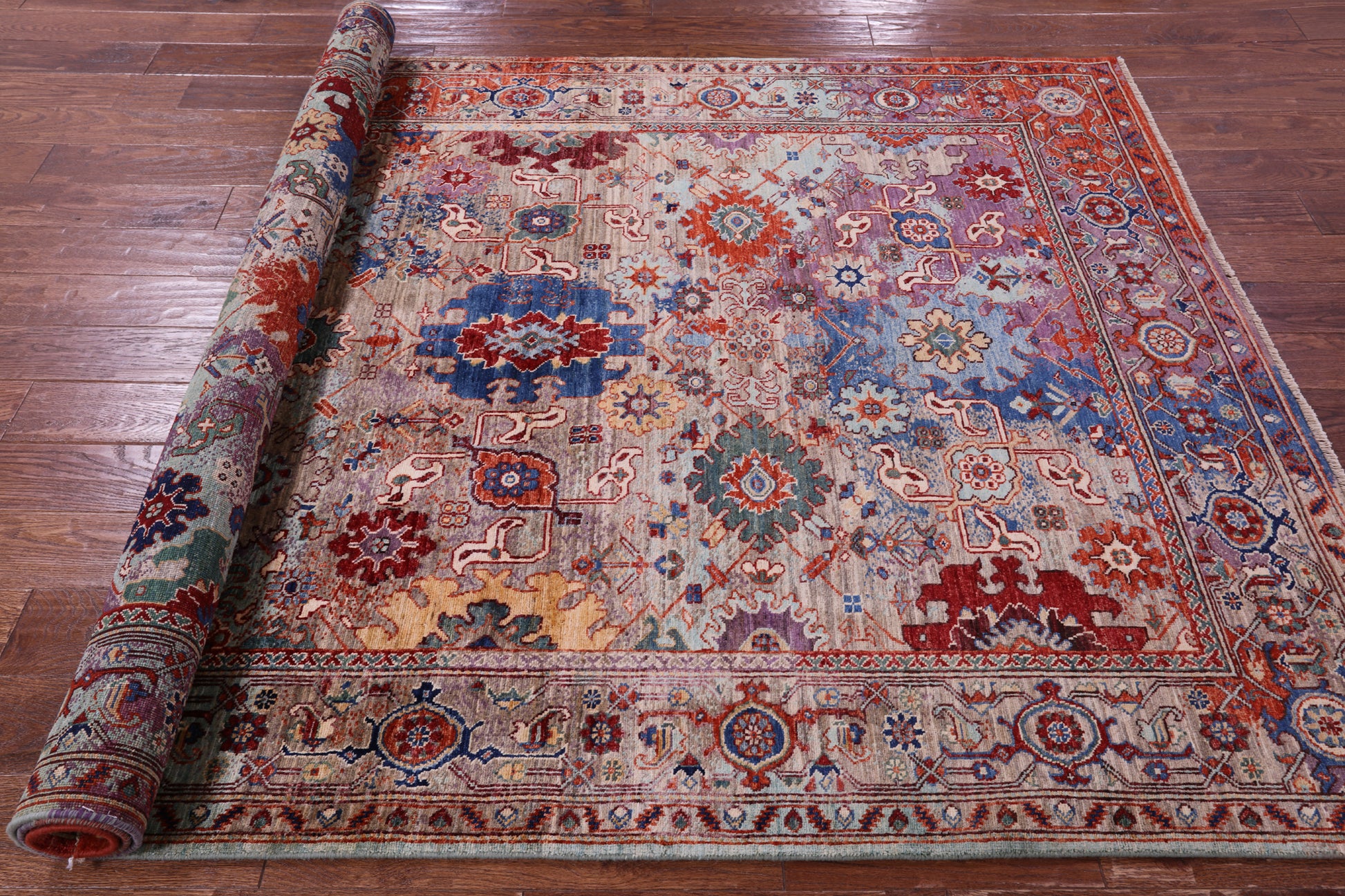 Persian Fine Serapi Handmade Wool Rug - 5' 7" X 8' 4" - Golden Nile