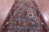 Blue Persian Fine Serapi Hand Knotted Wool Rug - 5' 9" X 12' 8" - Golden Nile
