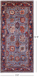 Blue Persian Fine Serapi Hand Knotted Wool Rug - 5' 9" X 12' 8" - Golden Nile