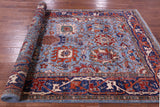 Blue Persian Fine Serapi Hand Knotted Wool Rug - 5' 9" X 12' 8" - Golden Nile
