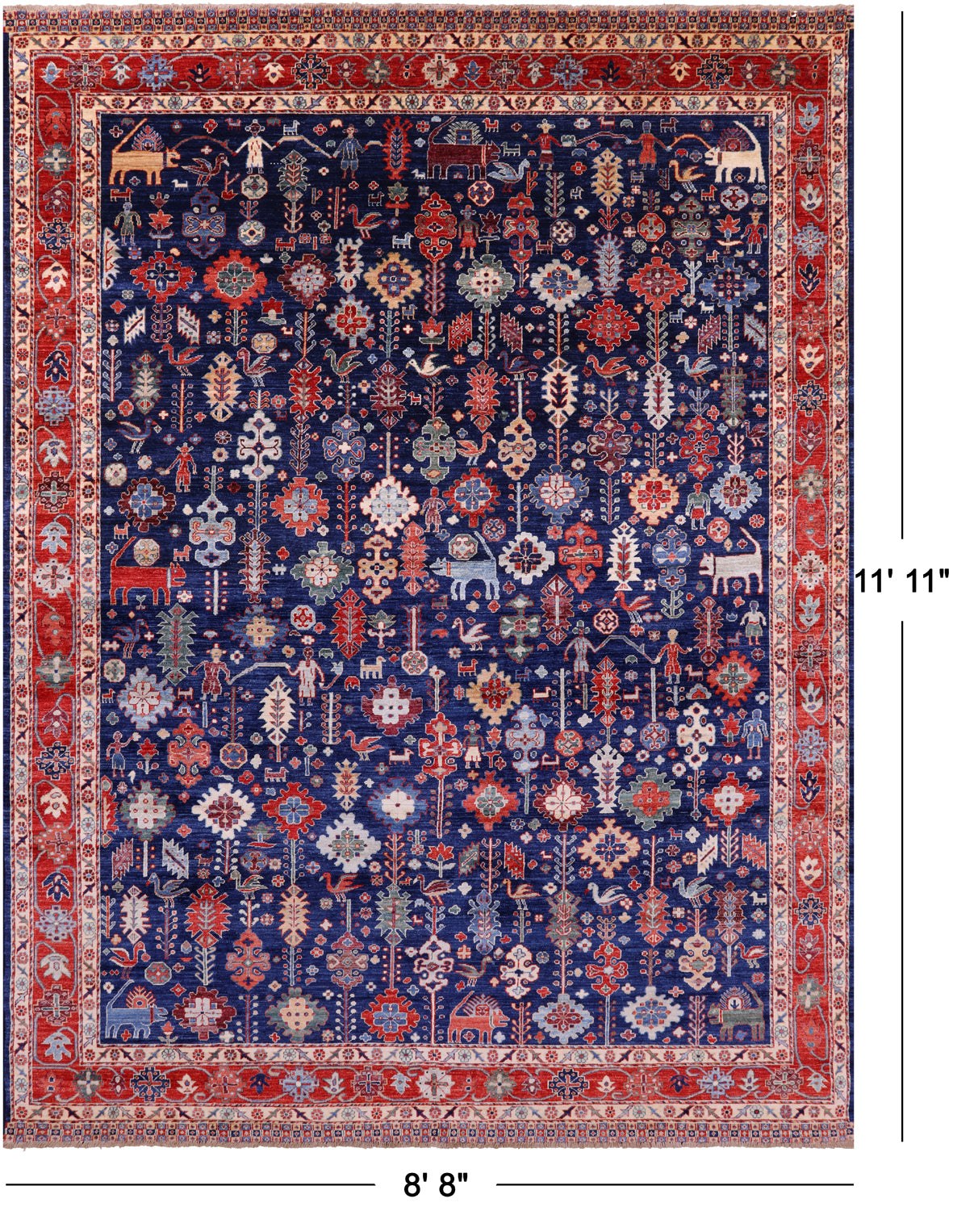 Persian Fine Serapi Handmade Wool Rug - 8' 8" X 11' 11" - Golden Nile
