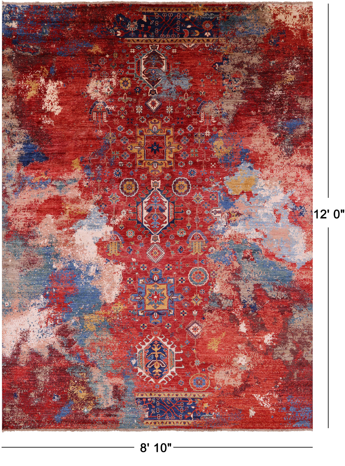 Persian Fine Serapi Handmade Wool Rug - 8' 10" X 12' 0" - Golden Nile