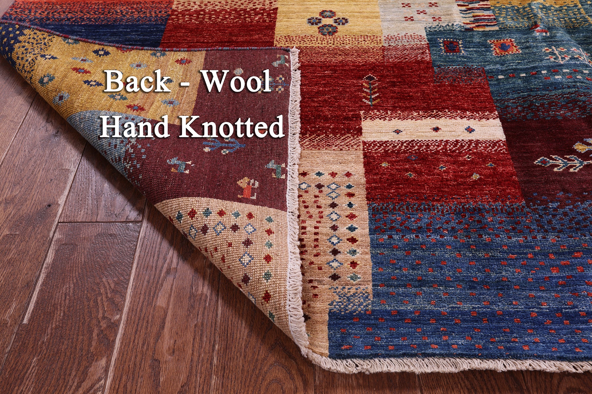 Tribal Persian Gabbeh Handmade Wool Rug - 8' 2" X 9' 8" - Golden Nile