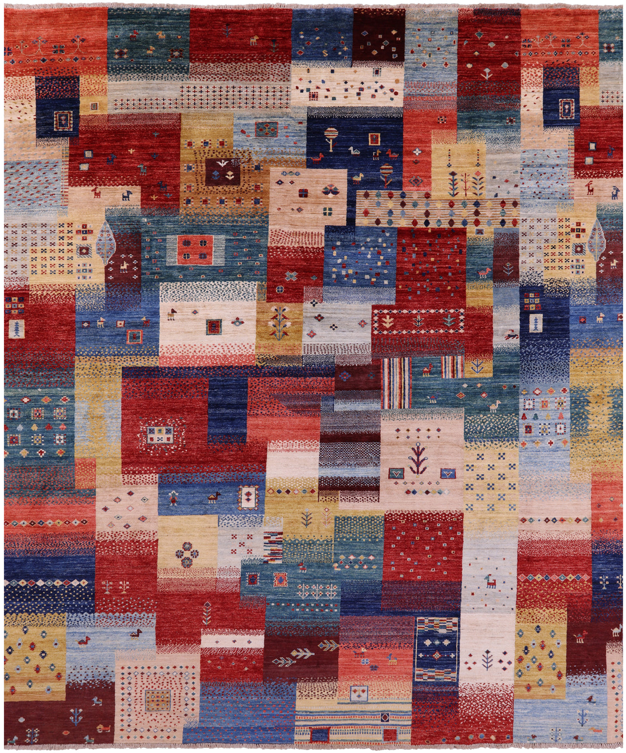 Tribal Persian Gabbeh Handmade Wool Rug - 8' 2" X 9' 8" - Golden Nile