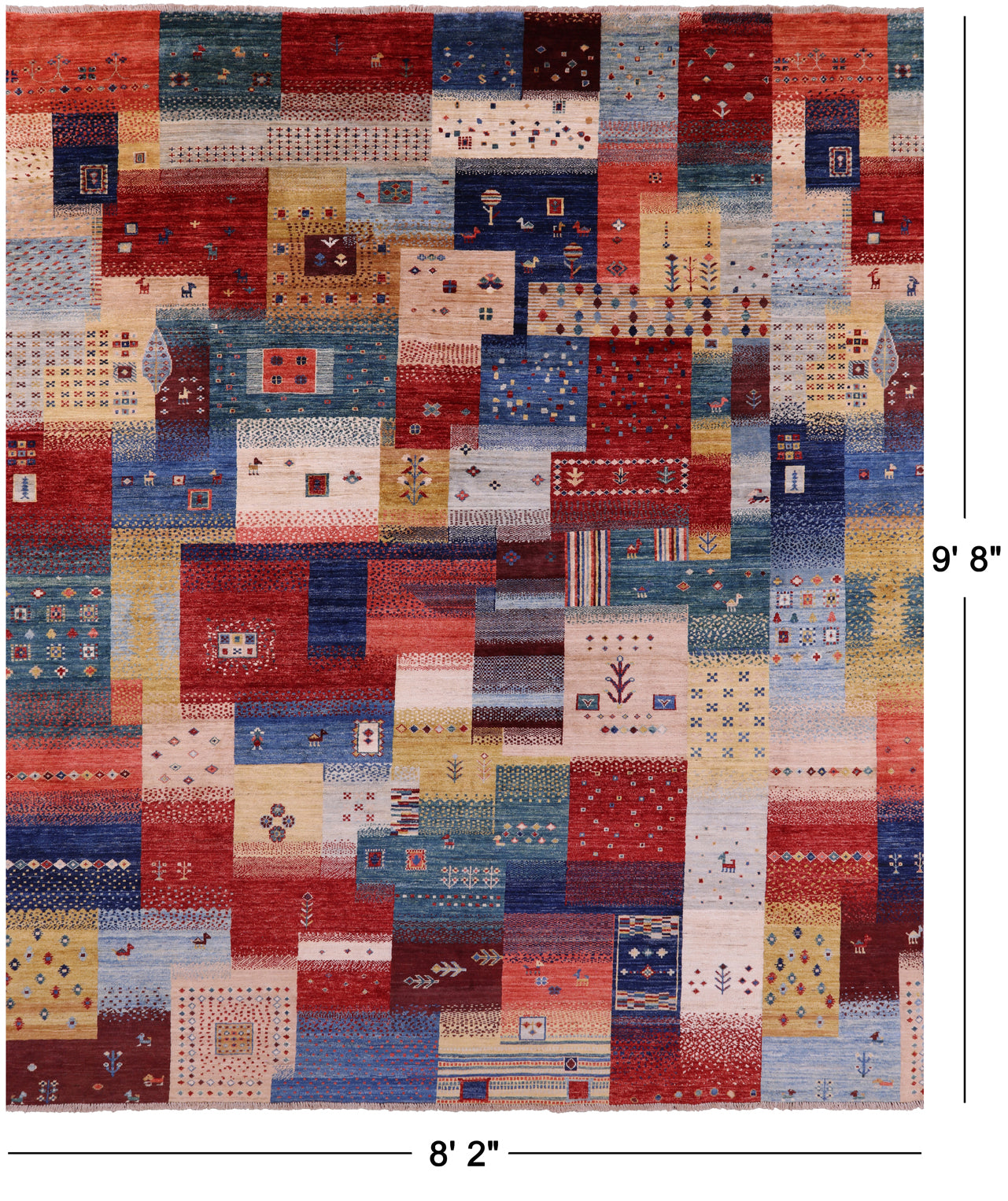 Tribal Persian Gabbeh Handmade Wool Rug - 8' 2" X 9' 8" - Golden Nile