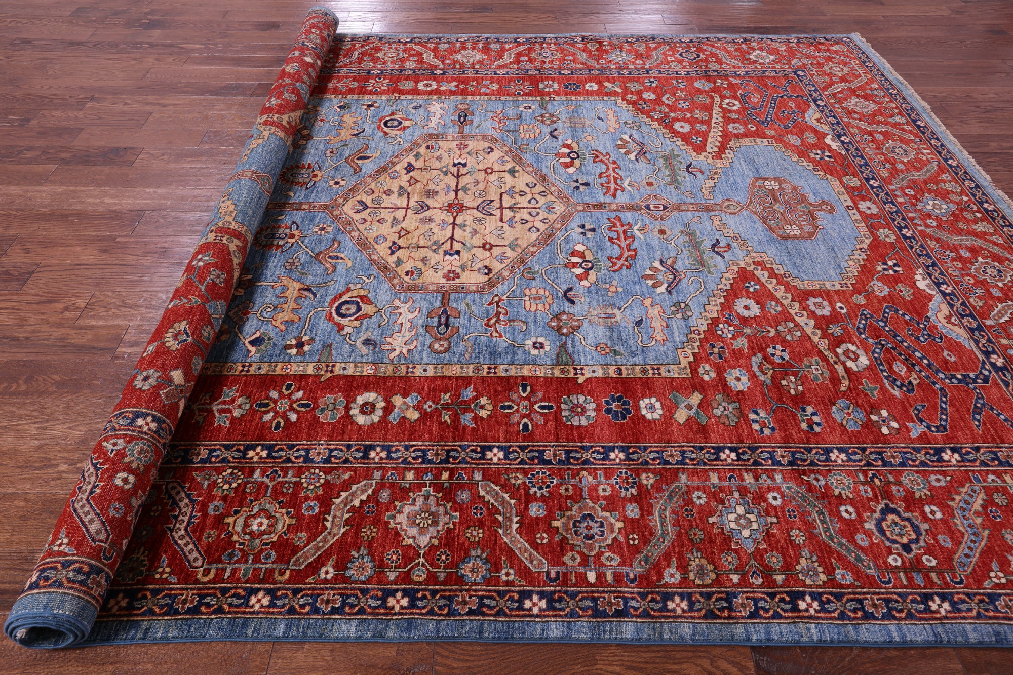 Persian Fine Serapi Hand Knotted Wool Rug - 8' 10" X 11' 6" - Golden Nile