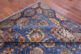 Blue Persian Fine Serapi Hand Knotted Wool Rug - 8' 5" X 12' 2" - Golden Nile