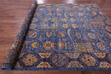 Blue Persian Fine Serapi Hand Knotted Wool Rug - 8' 5" X 12' 2" - Golden Nile