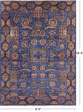 Blue Persian Fine Serapi Hand Knotted Wool Rug - 8' 5" X 12' 2" - Golden Nile