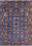 Blue Persian Fine Serapi Hand Knotted Wool Rug - 8' 5" X 12' 2" - Golden Nile