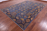 Blue Persian Fine Serapi Hand Knotted Wool Rug - 8' 5" X 12' 2" - Golden Nile