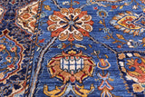 Blue Persian Fine Serapi Hand Knotted Wool Rug - 8' 5" X 12' 2" - Golden Nile