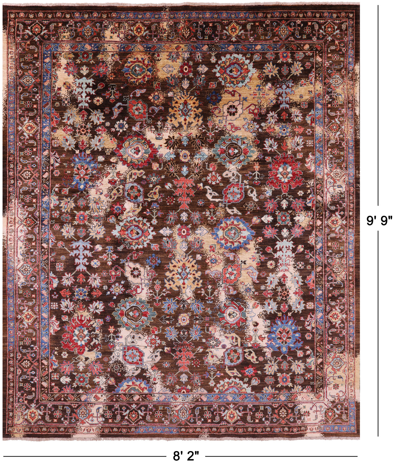 Persian Fine Serapi Handmade Wool Rug - 8' 2" X 9' 9" - Golden Nile