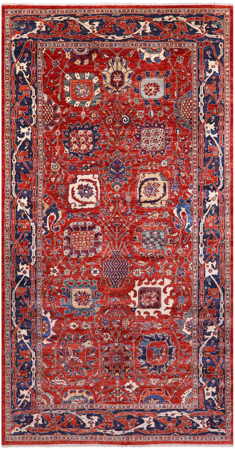 Persian Fine Serapi Hand Knotted Wool Rug - 6' 0" X 11' 6" - Golden Nile