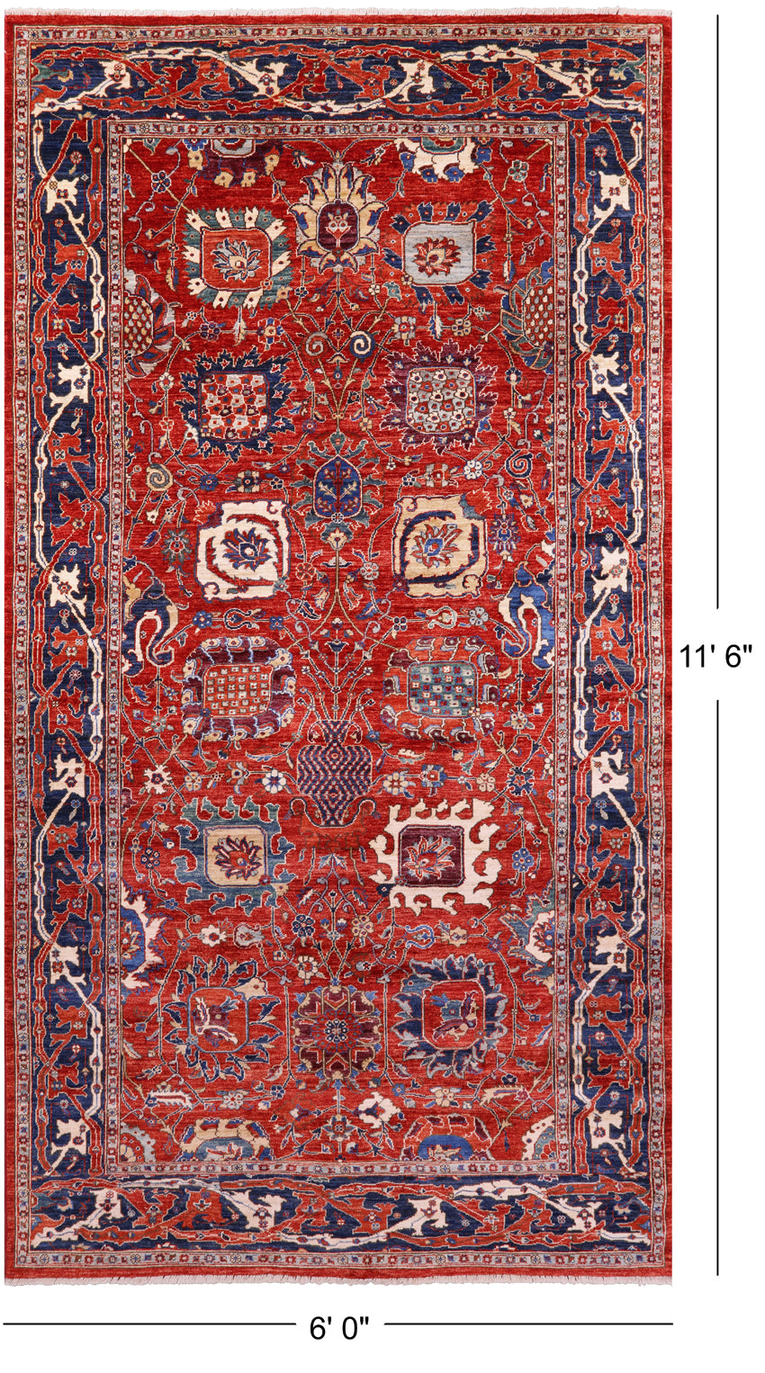 Persian Fine Serapi Hand Knotted Wool Rug - 6' 0" X 11' 6" - Golden Nile