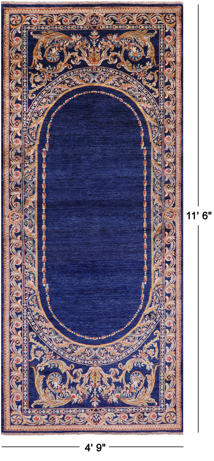 Contemporary Hand Knotted Wool Rug - 4' 9" X 11' 6" - Golden Nile