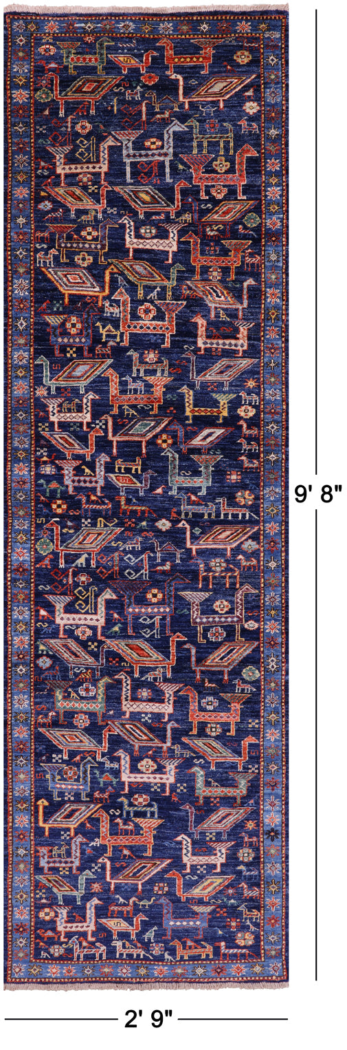 Persian Fine Serapi Hand Knotted Wool Runner Rug - 2' 9" X 9' 8" - Golden Nile