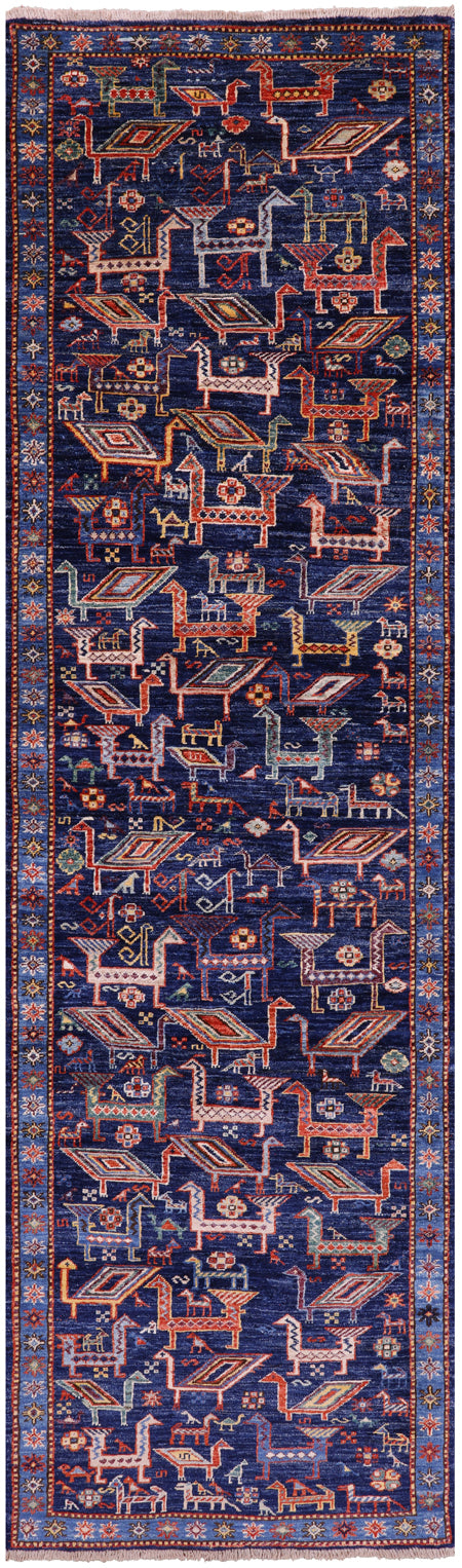 Persian Fine Serapi Hand Knotted Wool Runner Rug - 2' 9" X 9' 8" - Golden Nile