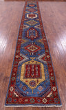Blue Persian Fine Serapi Handmade Wool Runner Rug - 2' 7" X 19' 3" - Golden Nile