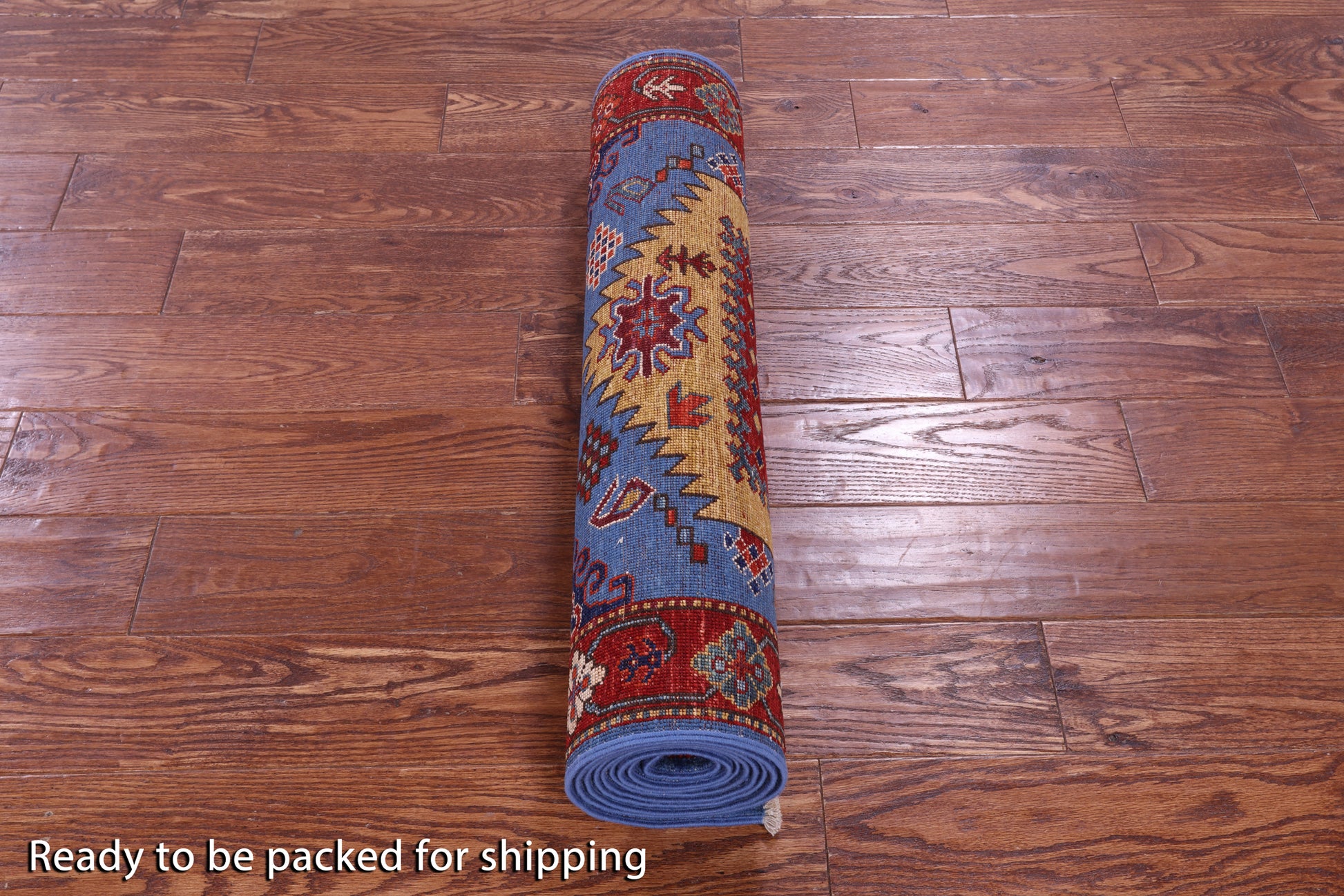 Blue Persian Fine Serapi Hand Knotted Wool Runner Rug - 2' 7" X 9' 8" - Golden Nile