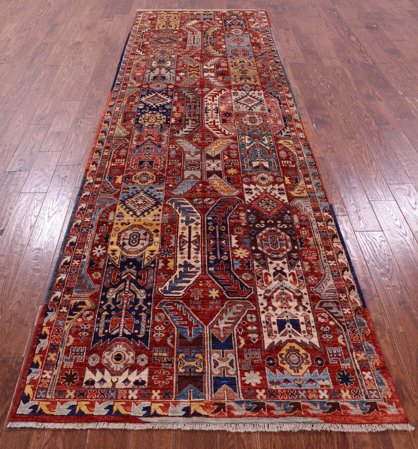 Persian Fine Serapi Hand Knotted Wool Runner Rug - 3' 11" X 12' 2" - Golden Nile
