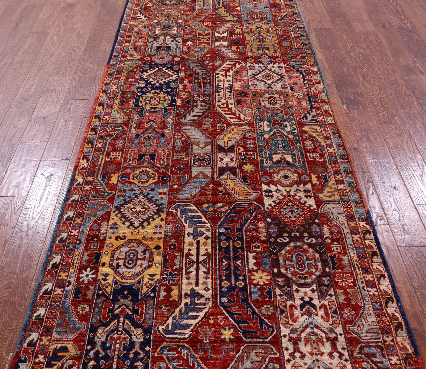 Persian Fine Serapi Hand Knotted Wool Runner Rug - 3' 11" X 12' 2" - Golden Nile