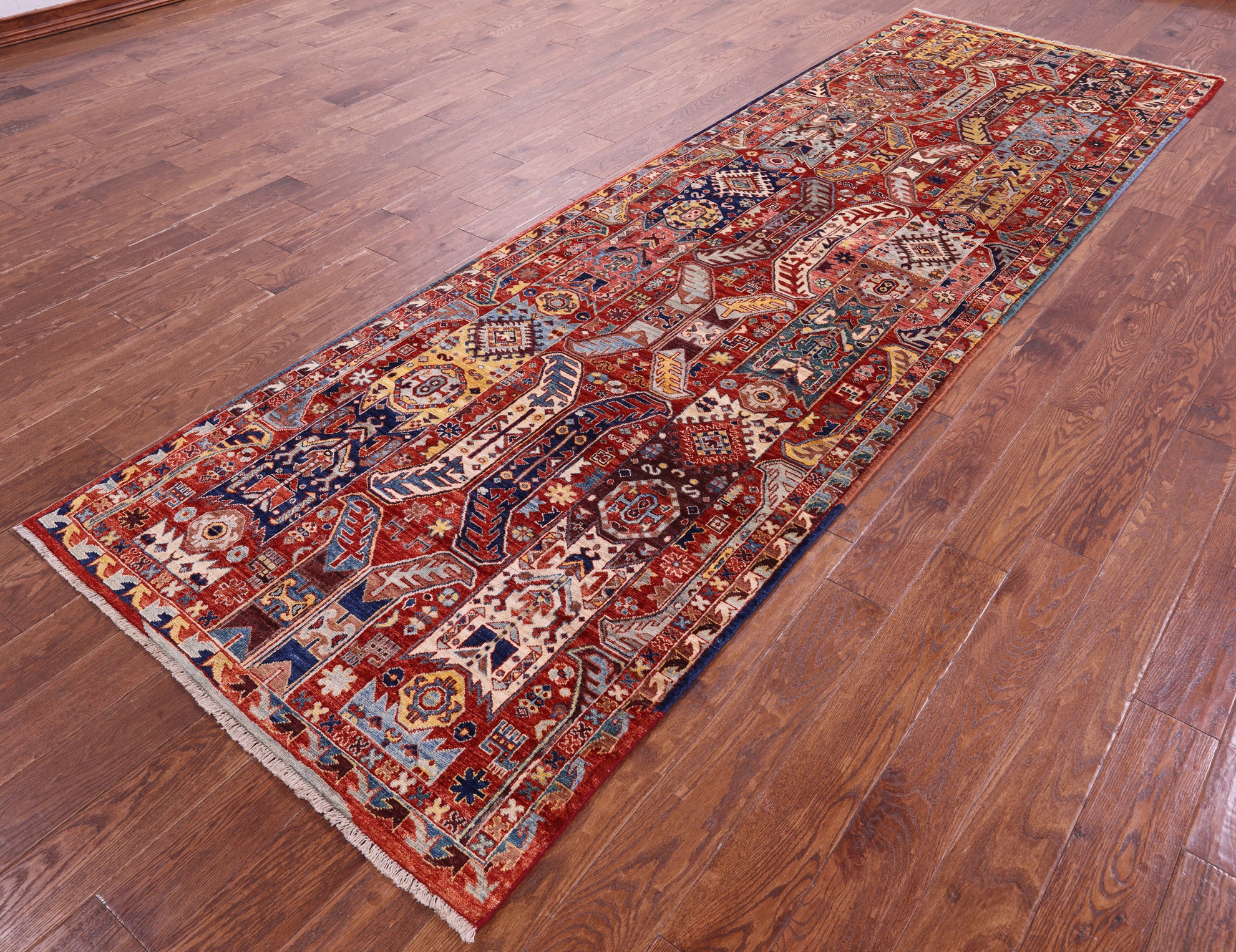 Persian Fine Serapi Hand Knotted Wool Runner Rug - 3' 11" X 12' 2" - Golden Nile