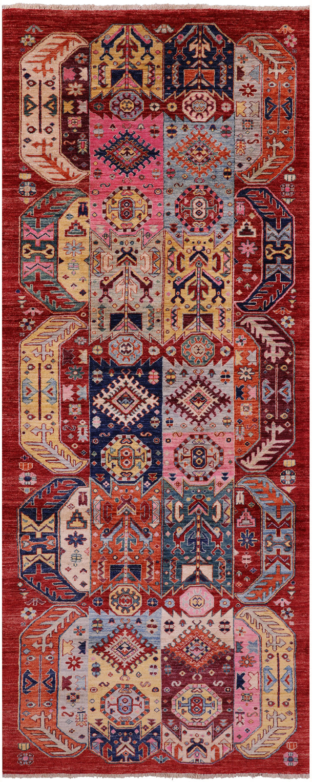 Persian Fine Serapi Hand Knotted Wool Runner Rug - 3' 11" X 10' 1" - Golden Nile