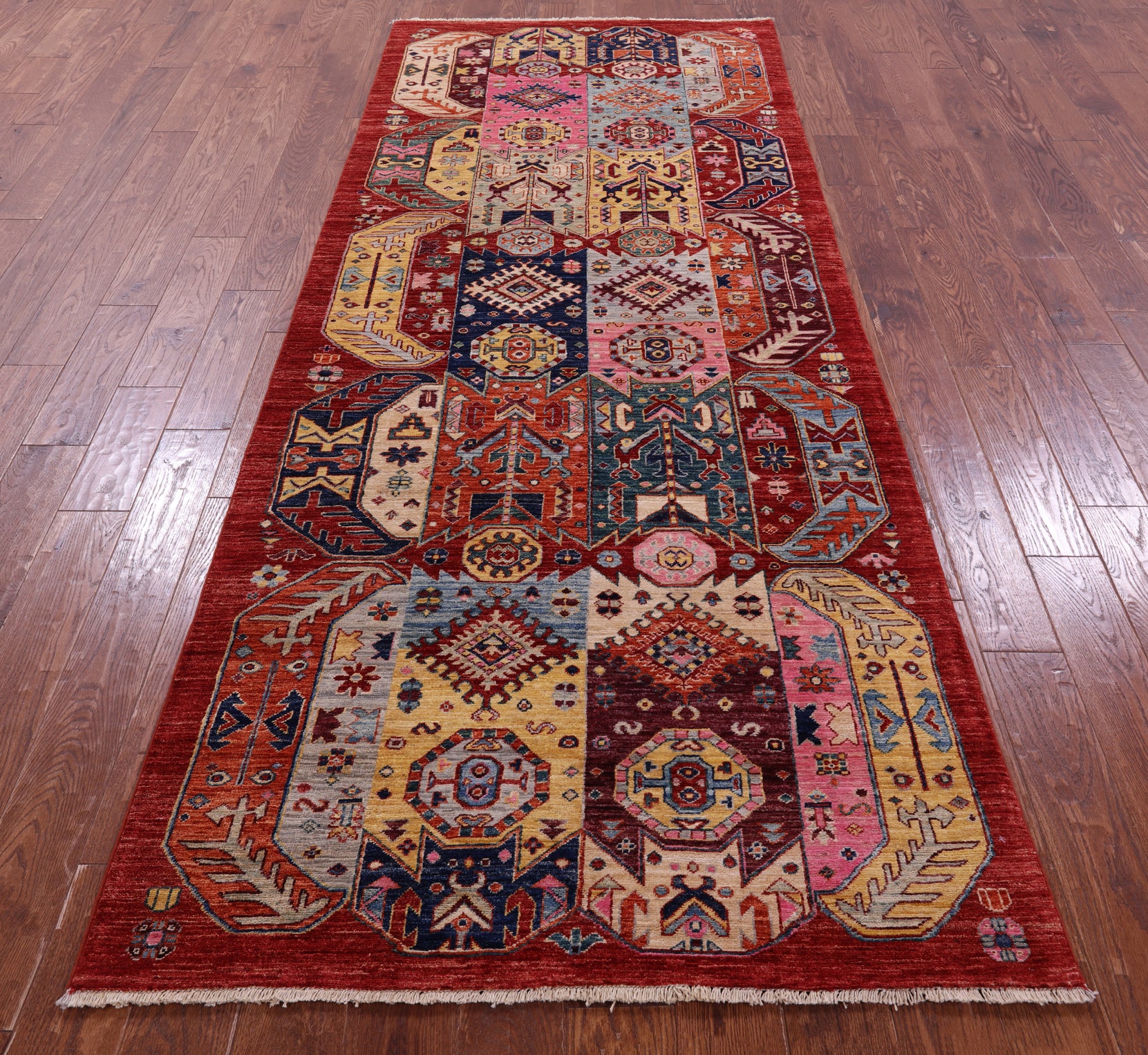 Persian Fine Serapi Hand Knotted Wool Runner Rug - 3' 11" X 10' 1" - Golden Nile