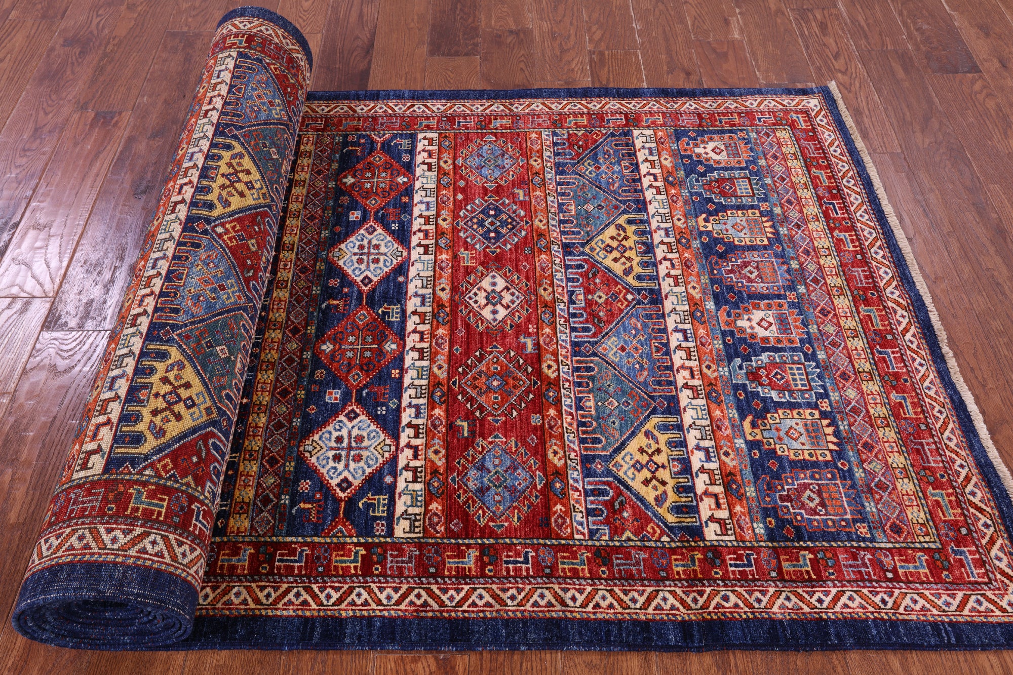 Tribal Persian Gabbeh Hand Knotted Wool Runner Rug - 4' 1" X 17' 9" - Golden Nile