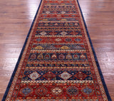 Tribal Persian Gabbeh Hand Knotted Wool Runner Rug - 4' 1" X 17' 9" - Golden Nile
