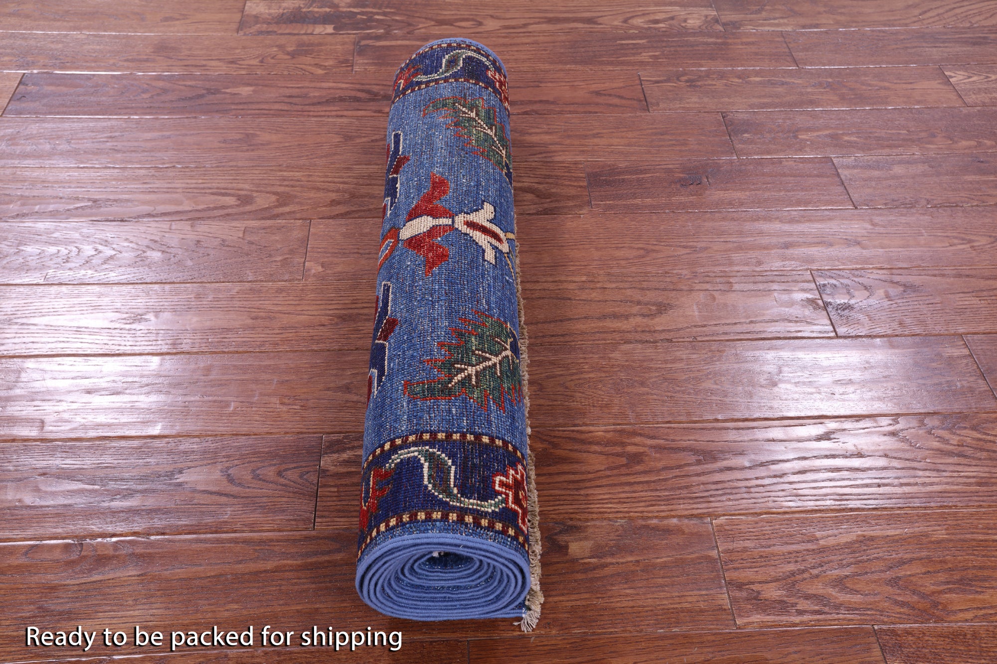 Blue Persian Fine Serapi Hand Knotted Wool Runner Rug - 2' 9" X 9' 8" - Golden Nile
