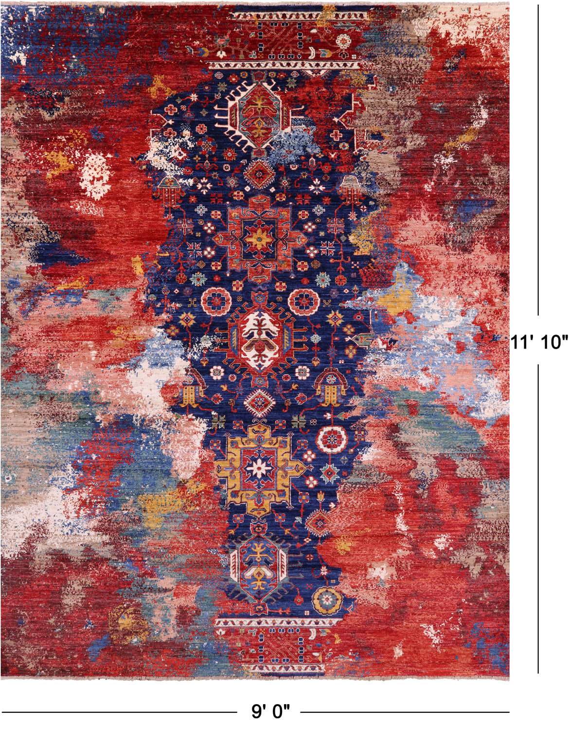 Persian Fine Serapi Hand Knotted Wool Rug - 9' 0" X 11' 10" - Golden Nile