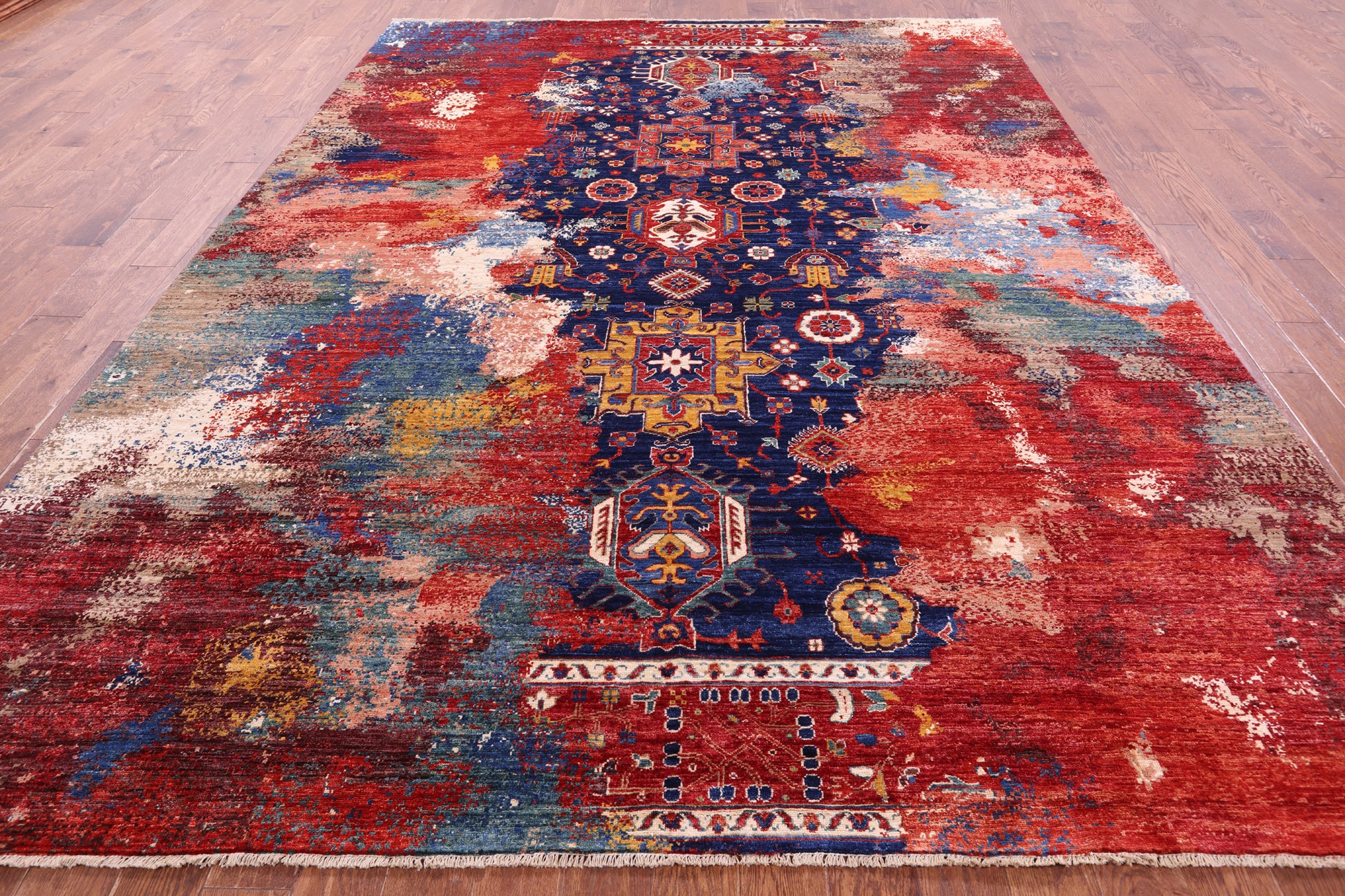 Persian Fine Serapi Hand Knotted Wool Rug - 9' 0" X 11' 10" - Golden Nile