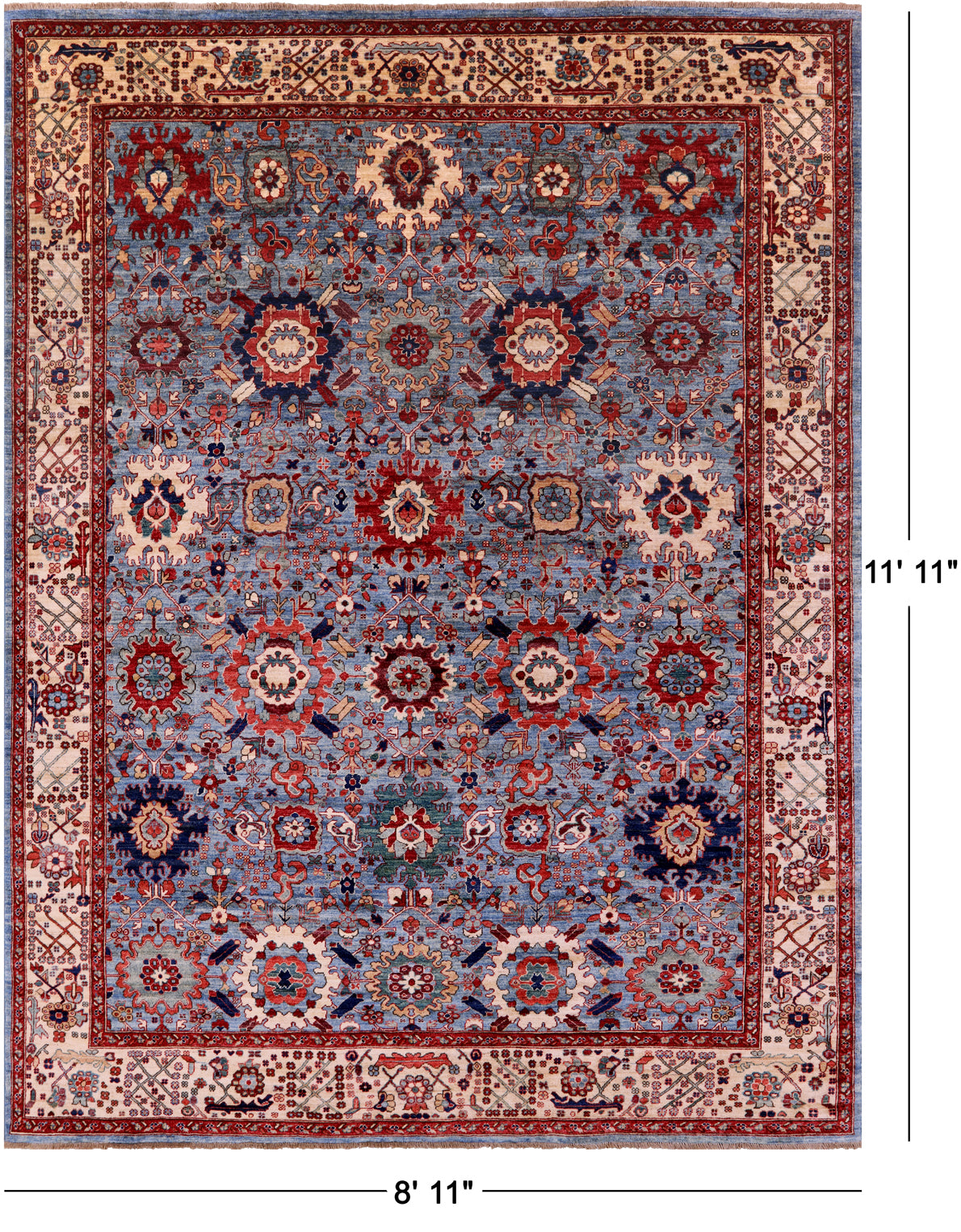 Persian Fine Serapi Handmade Wool Rug - 8' 11" X 11' 11" - Golden Nile