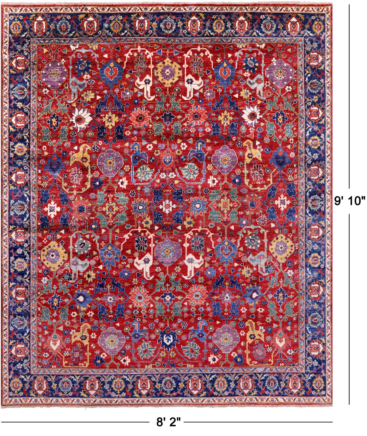 Persian Fine Serapi Hand Knotted Wool Rug - 8' 2" X 9' 10" - Golden Nile