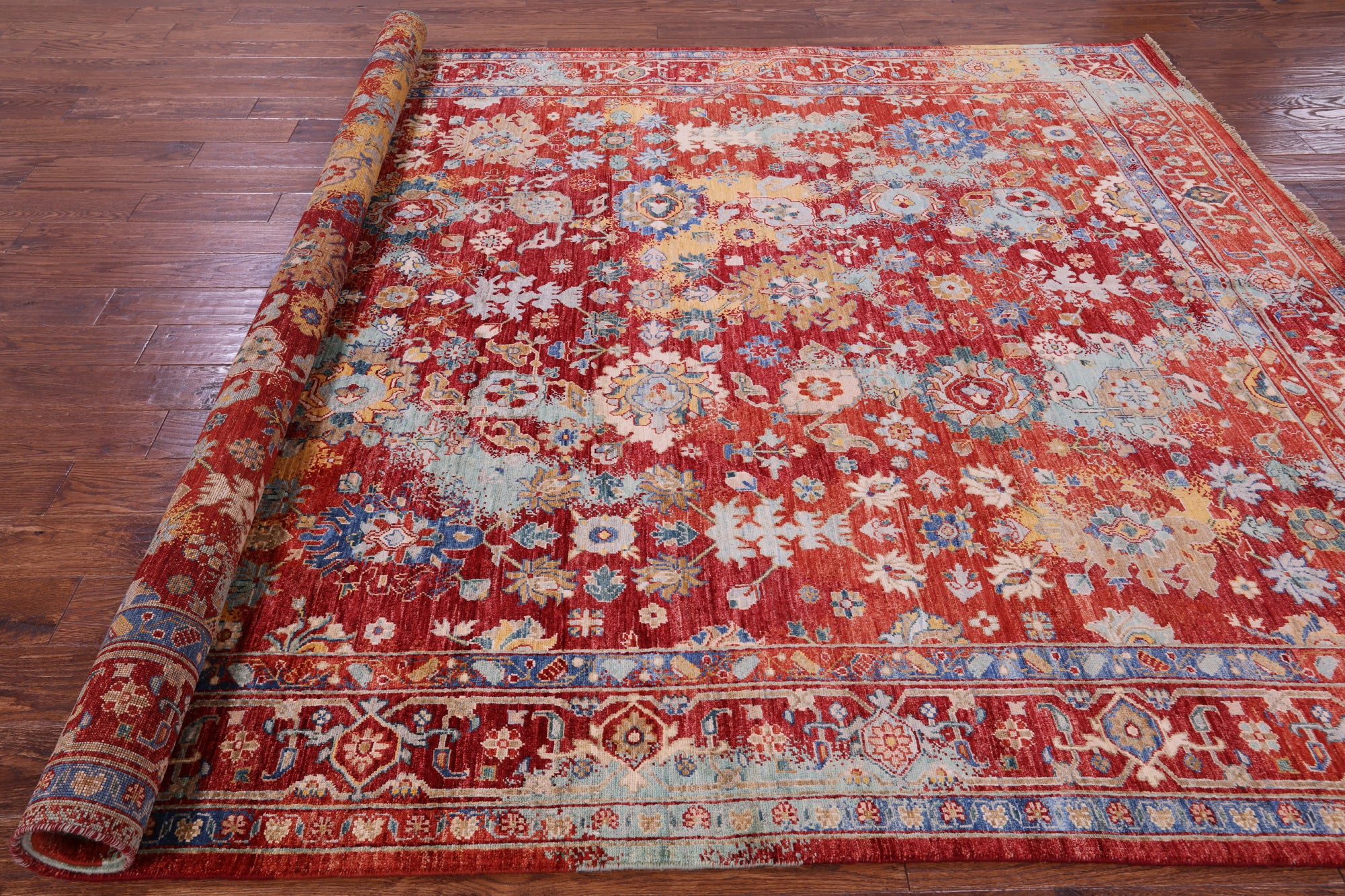 Persian Fine Serapi Hand Knotted Wool Rug - 8' 0" X 9' 9" - Golden Nile
