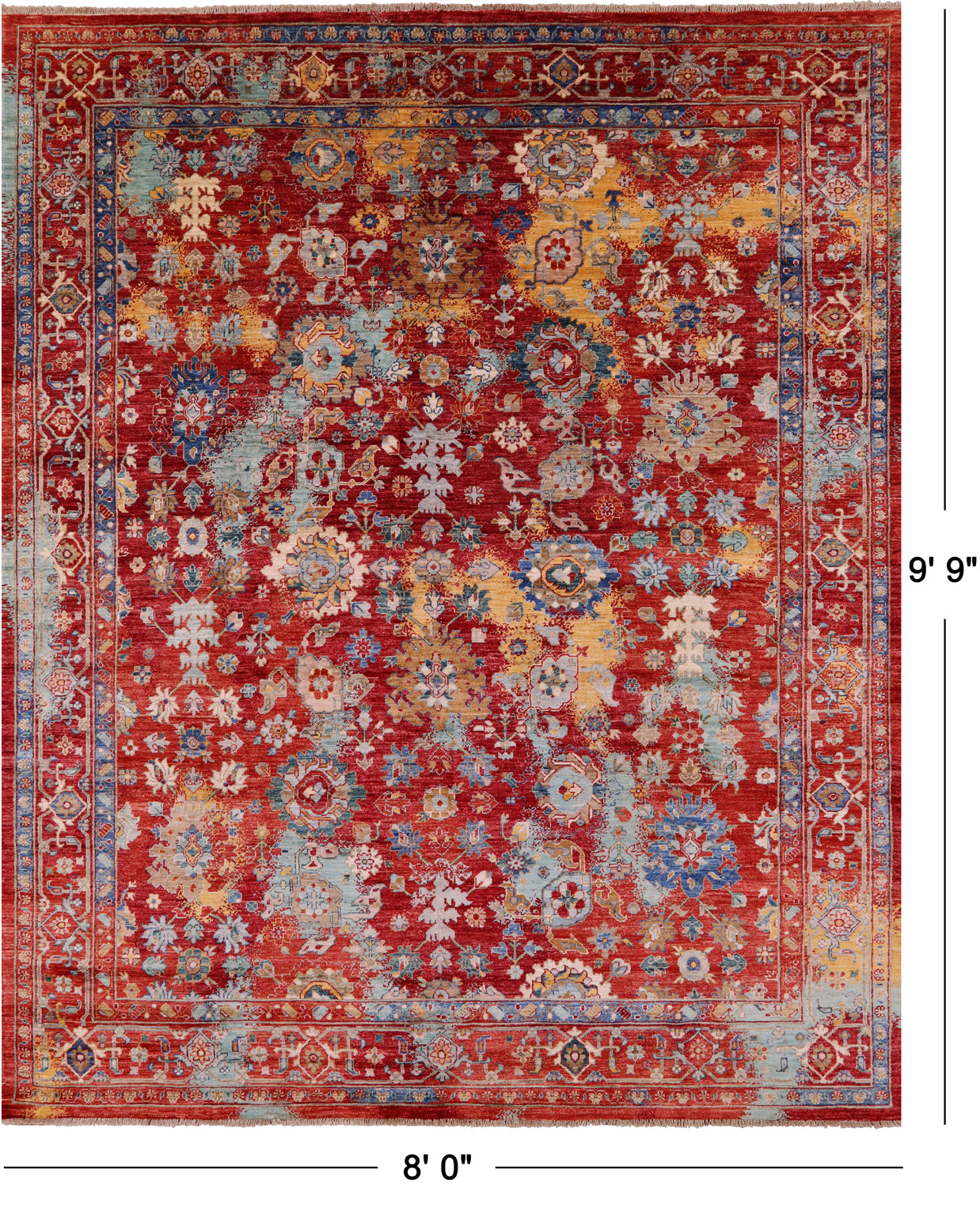 Persian Fine Serapi Hand Knotted Wool Rug - 8' 0" X 9' 9" - Golden Nile