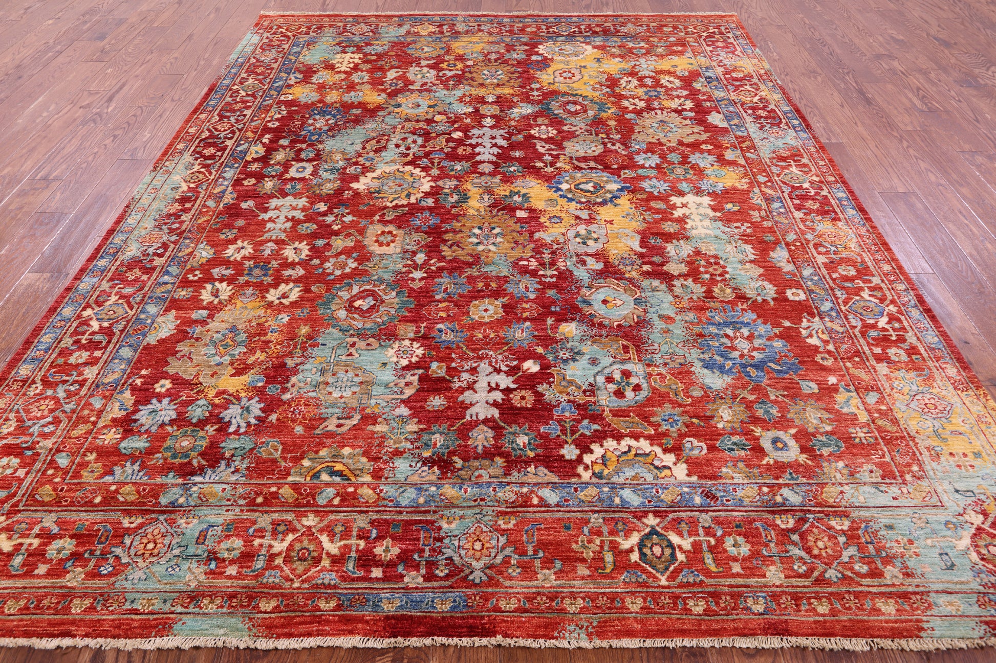 Persian Fine Serapi Hand Knotted Wool Rug - 8' 0" X 9' 9" - Golden Nile