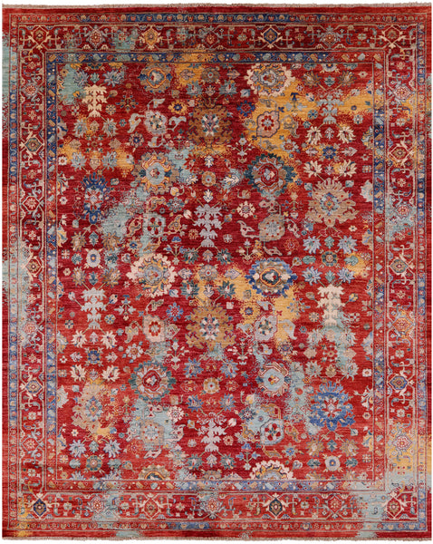 Persian Fine Serapi Hand Knotted Wool Rug - 8' 0" X 9' 9" - Golden Nile