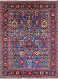Blue Persian Fine Serapi Handmade Wool Rug - 9' 0" X 11' 11" - Golden Nile