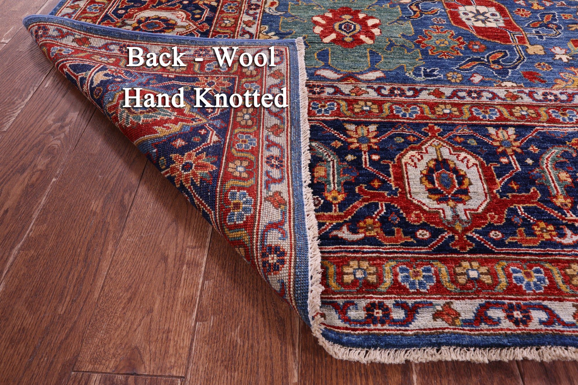 Blue Persian Fine Serapi Handmade Wool Rug - 9' 0" X 11' 11" - Golden Nile