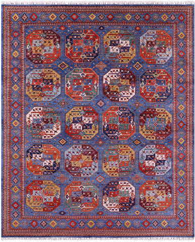 Blue Turkmen Ersari Hand Knotted Wool Rug - 8' 2