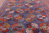 Blue Turkmen Ersari Hand Knotted Wool Rug - 8' 2" X 10' 1" - Golden Nile