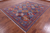 Blue Turkmen Ersari Hand Knotted Wool Rug - 8' 2" X 10' 1" - Golden Nile
