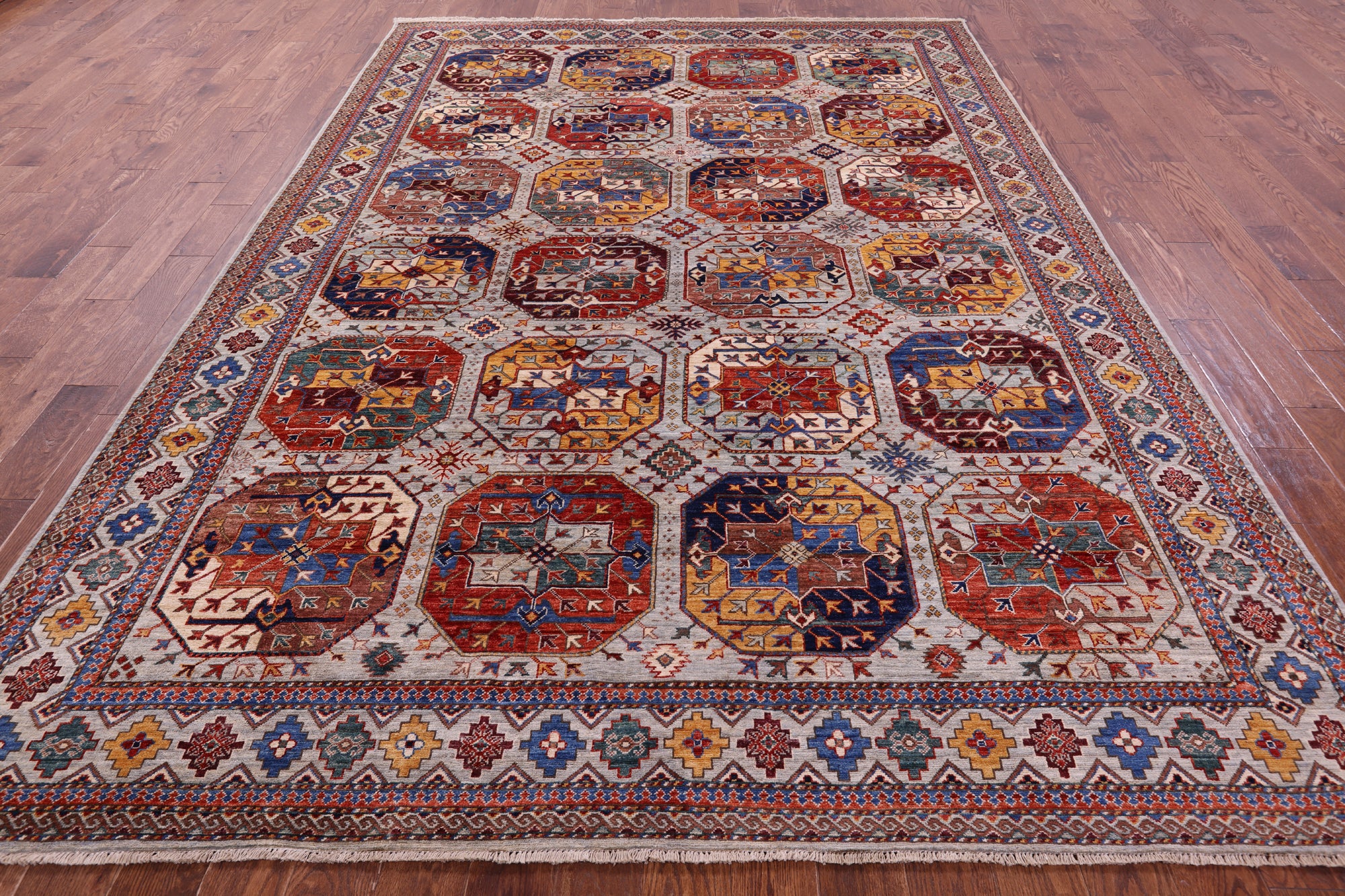 Turkmen Ersari Hand Knotted Wool Rug - 8' 1" X 11' 4" - Golden Nile