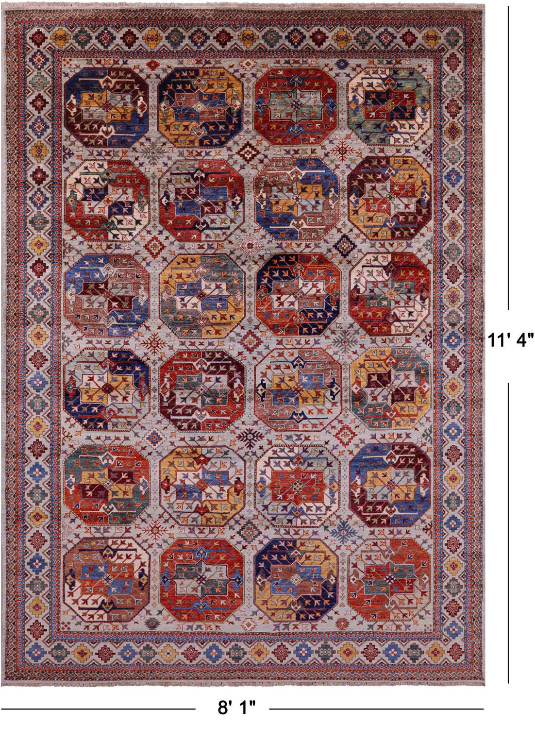 Turkmen Ersari Hand Knotted Wool Rug - 8' 1" X 11' 4" - Golden Nile