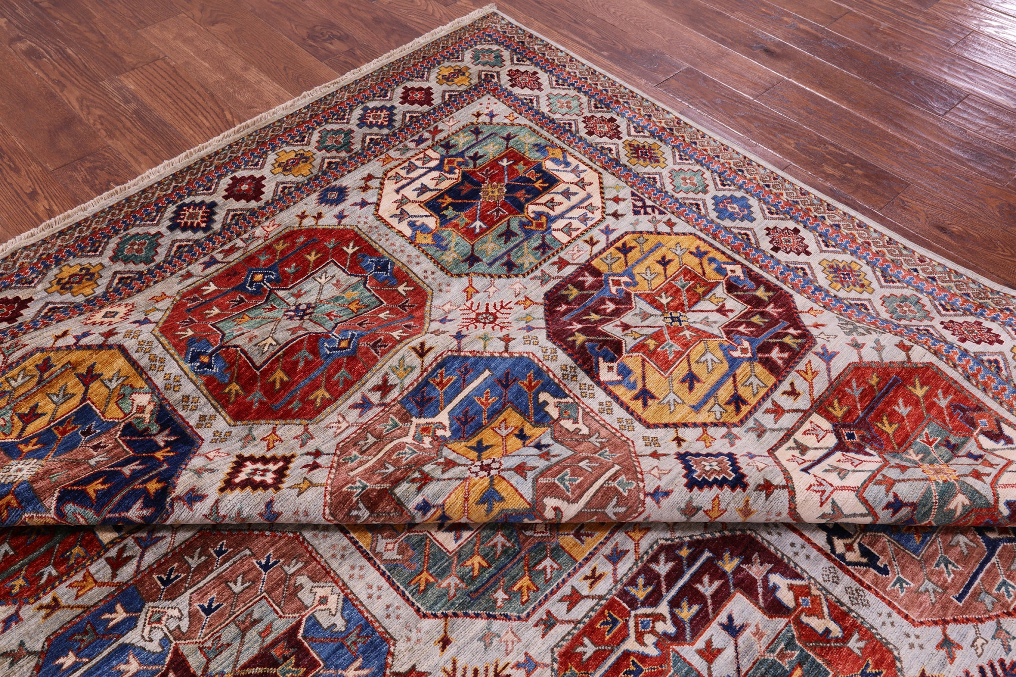 Turkmen Ersari Hand Knotted Wool Rug - 8' 1" X 11' 4" - Golden Nile