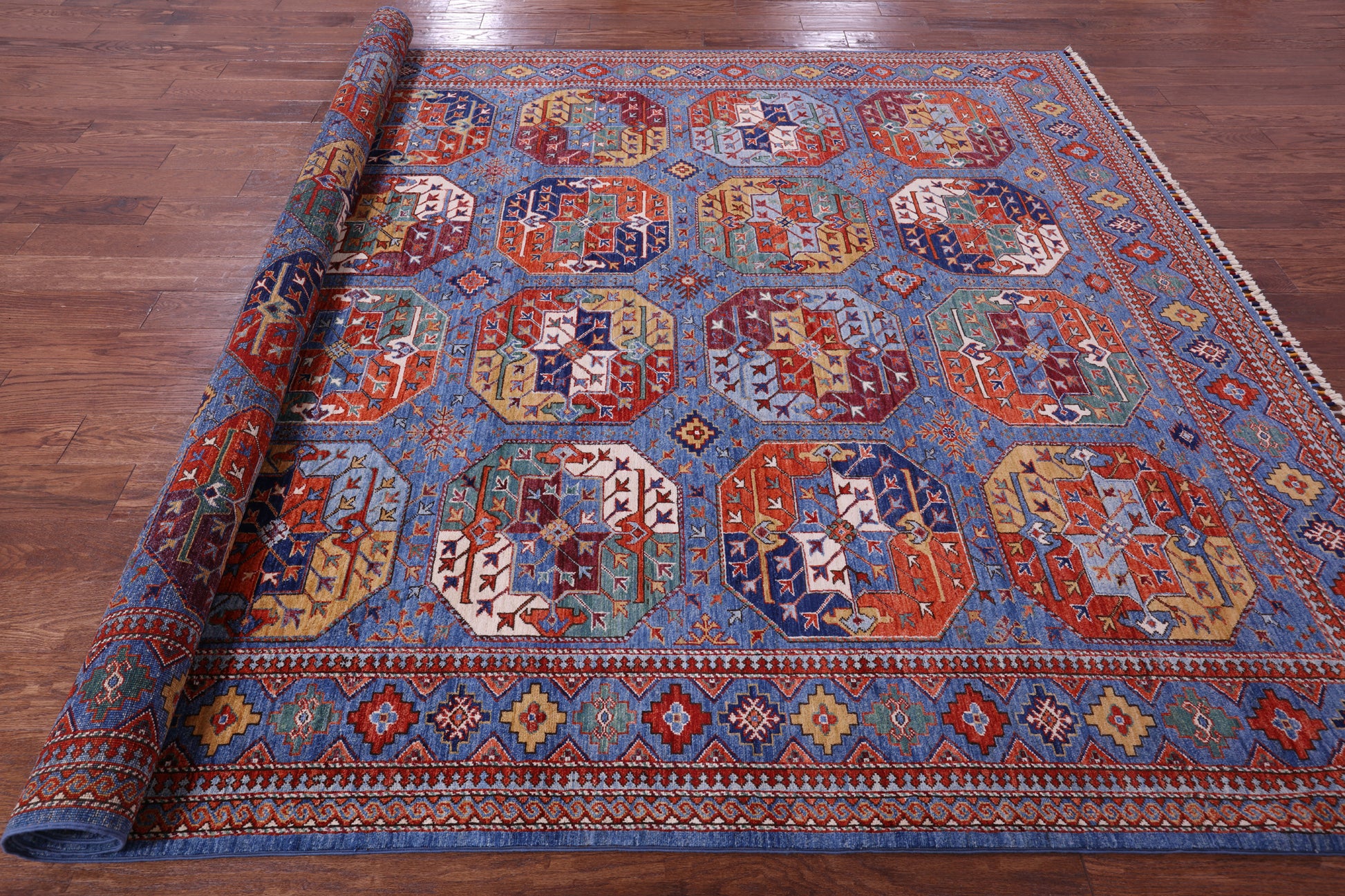 Turkmen Ersari Hand Knotted Wool Rug - 8' 2" X 9' 10" - Golden Nile